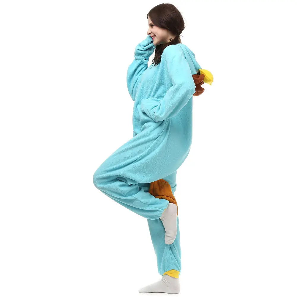 Adult Onesies Kigurumi Pajamas Animal Cosplay Costumes Sleepwear platypus S-XL Perry the Platypus
