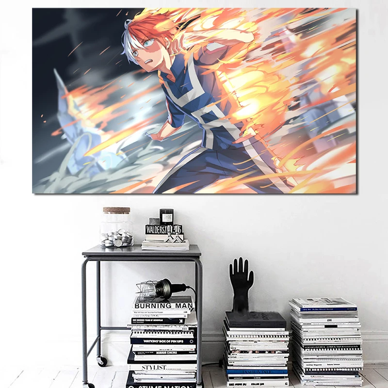 Огненная вспышка Todoroki My Hero academic Холст Плакаты принты настенная живопись