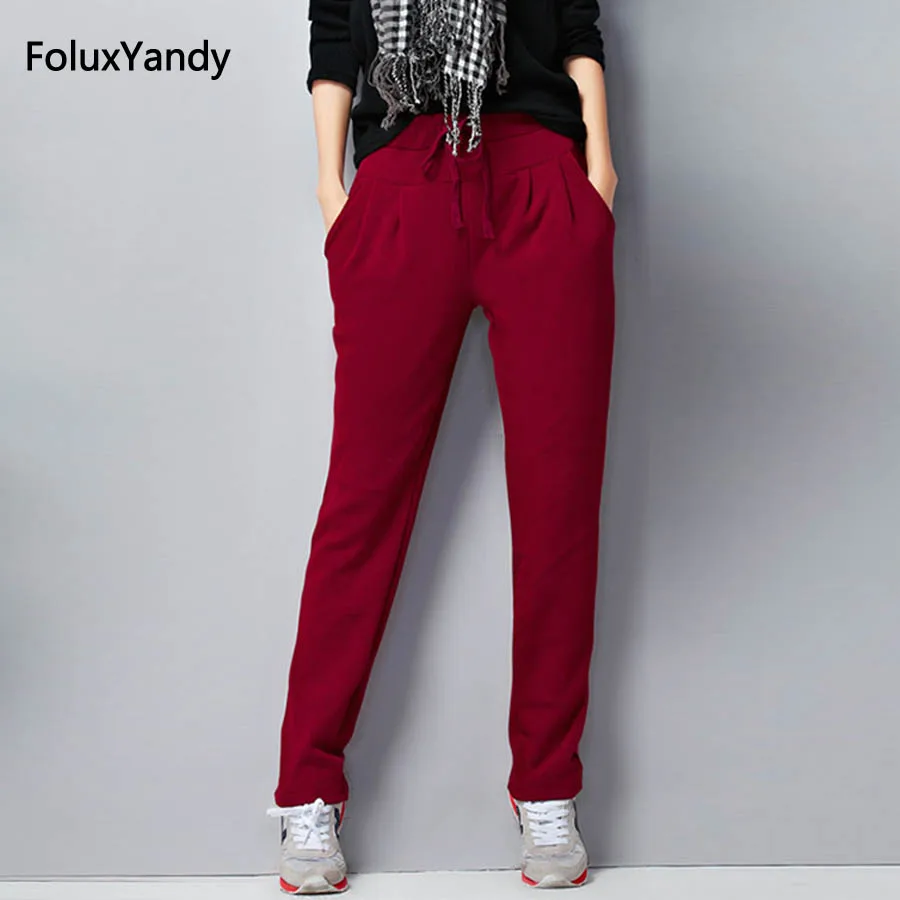 

New Women Harem Pants Casual Loose High Waist Pants Trousers Red Black Blue Gray OMW02