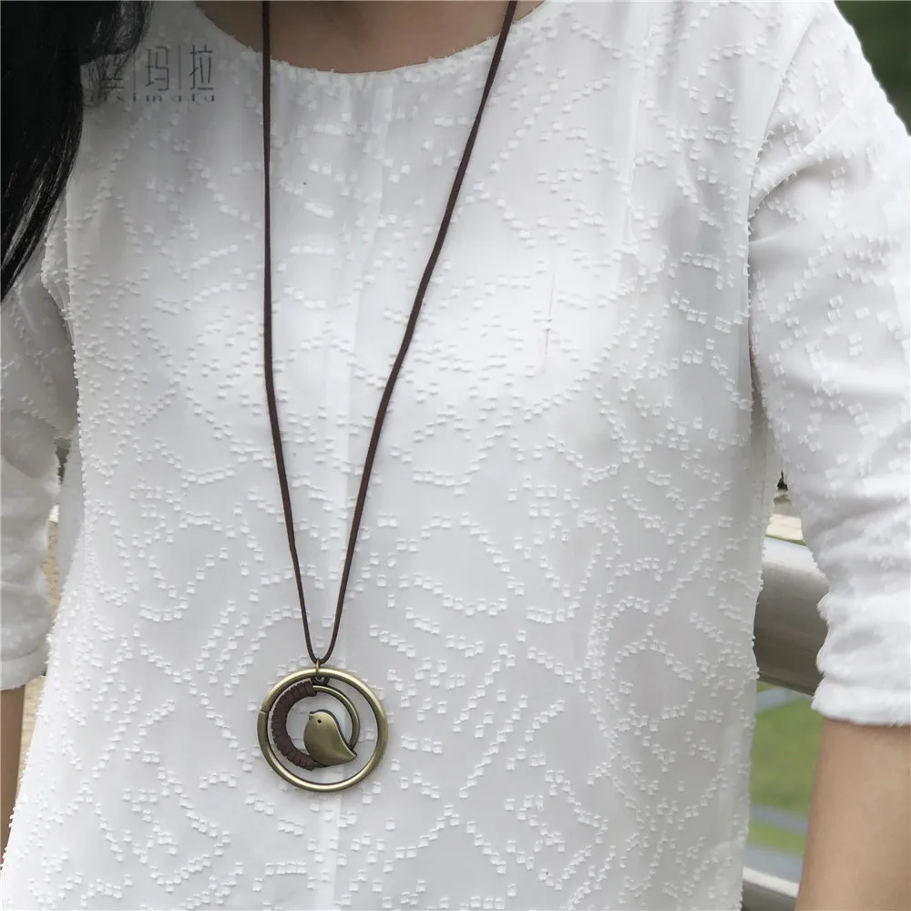 Length Adjustable Leather Rope Chain Bird Women Pendants Necklaces Gifts Trendy Brand Handmade Jewelry | Украшения и аксессуары