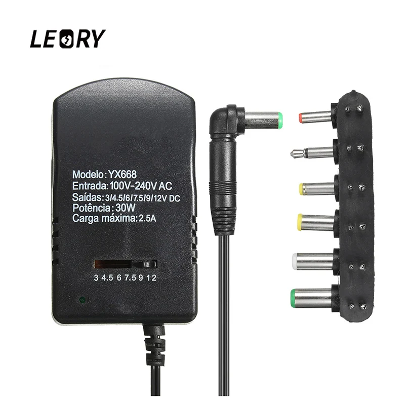 LEORY Универсальный DC12V адаптер переменного тока 2.5A 30 Вт регулируемый Напряжение