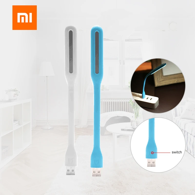 Xiaomi Fan Mijia USB СВЕТОДИОДНЫЙ светильник Xiaomi USB светильник с переключателем для банка питания/Comupter 5 в 1,2 Вт портативный светодиодный светильник