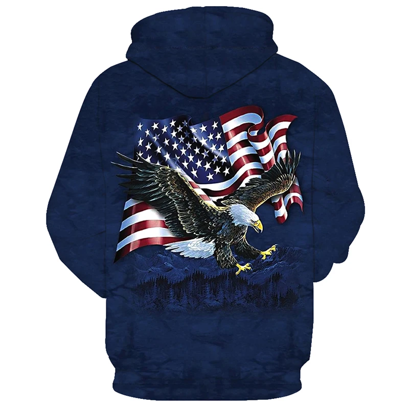 Новинка 2018 модная Толстовка для мужчин и женщин с американским флагом орлом