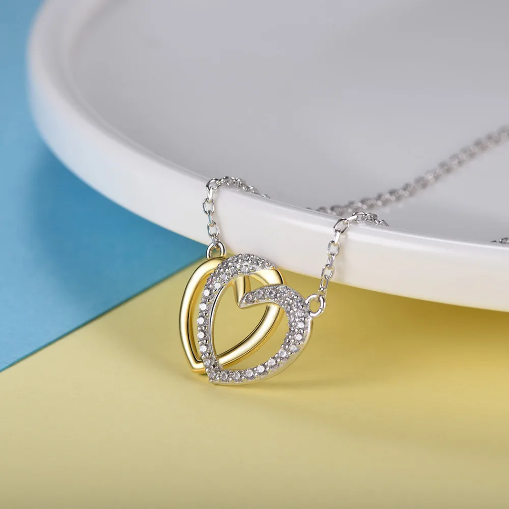 Ожерелье с подвеской в виде сердца из серебра 925 пробы фианитом B6023|necklace heart