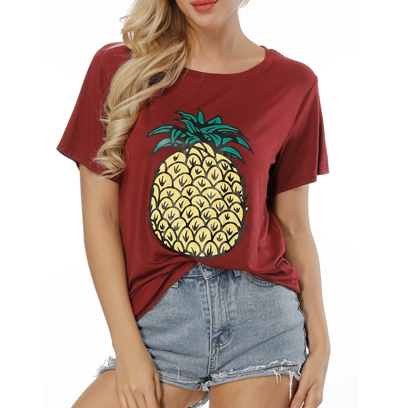 HAOLA ананас напечатаны смешные футболки женские летние фрукты любовник