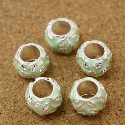

100pcs/lot Green 8x11mm Enamel Clip Charm European Beads fit Bracelet Jewelry