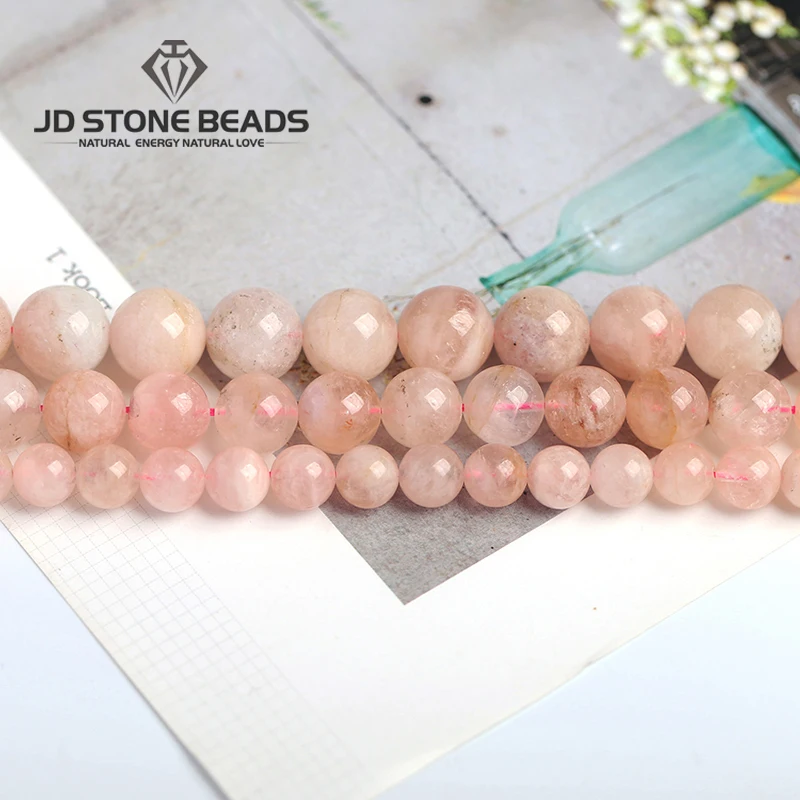 Бусины Из Натурального Розового драгоценного камня Моргана красивые бусины