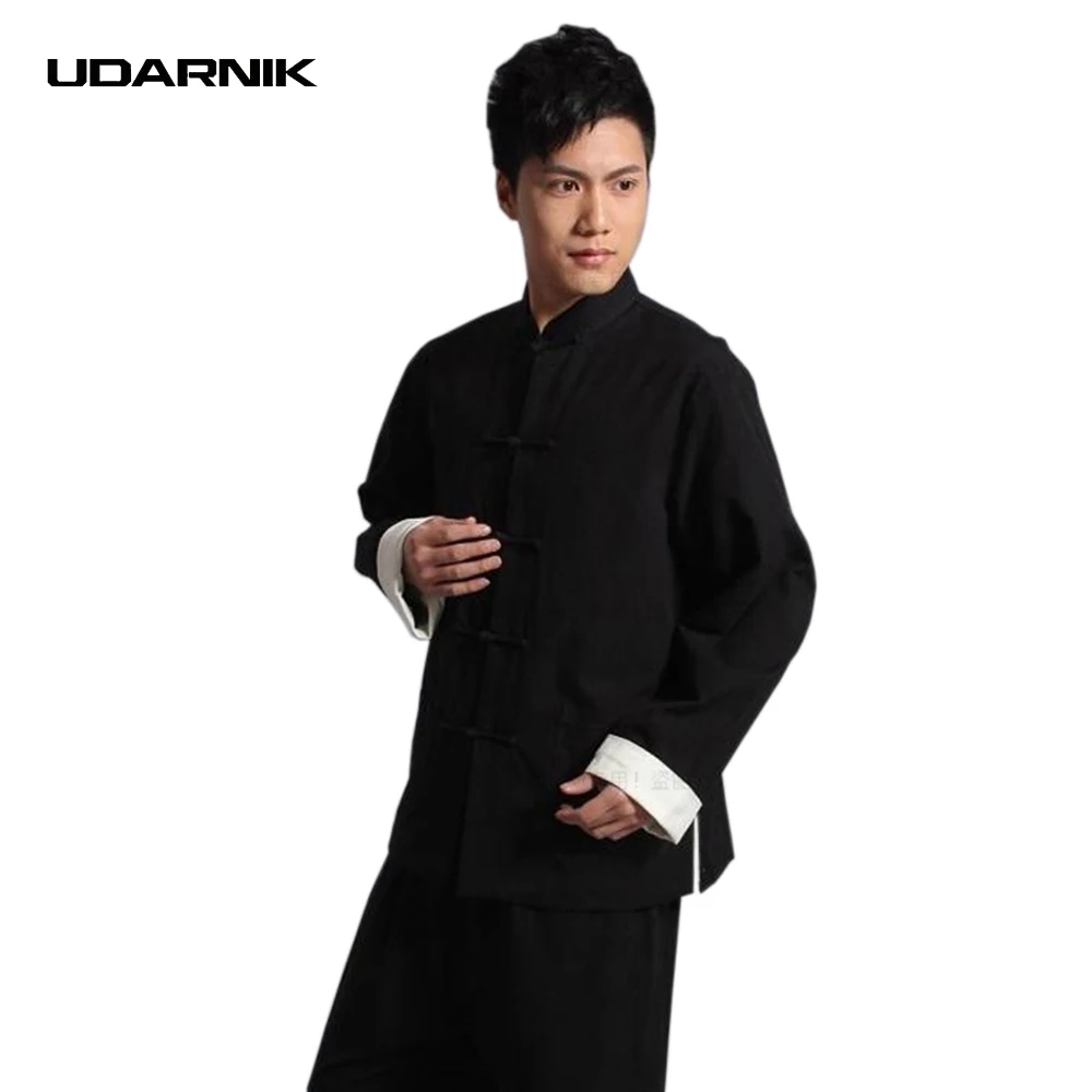 Для мужчин кунг фу куртка китайский Тан костюм одежда боевых искусств Тай Чи