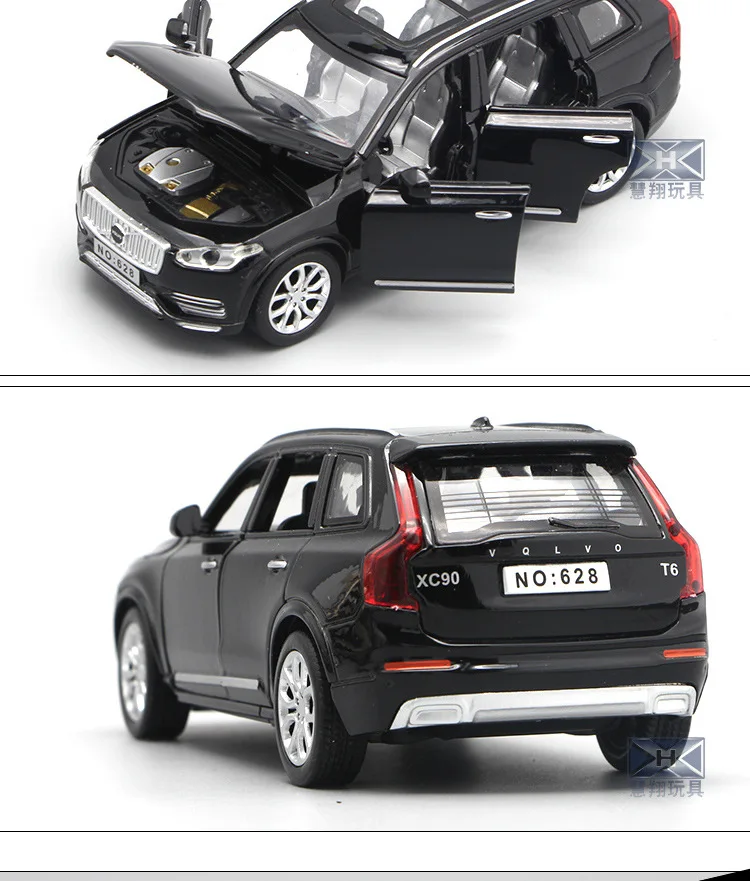 1:32 Масштаб Volvo XC90 литая под давлением модель автомобиля с открывающимися дверцами функция оттягивания музыкальный светильник Детские игрушки Подарки