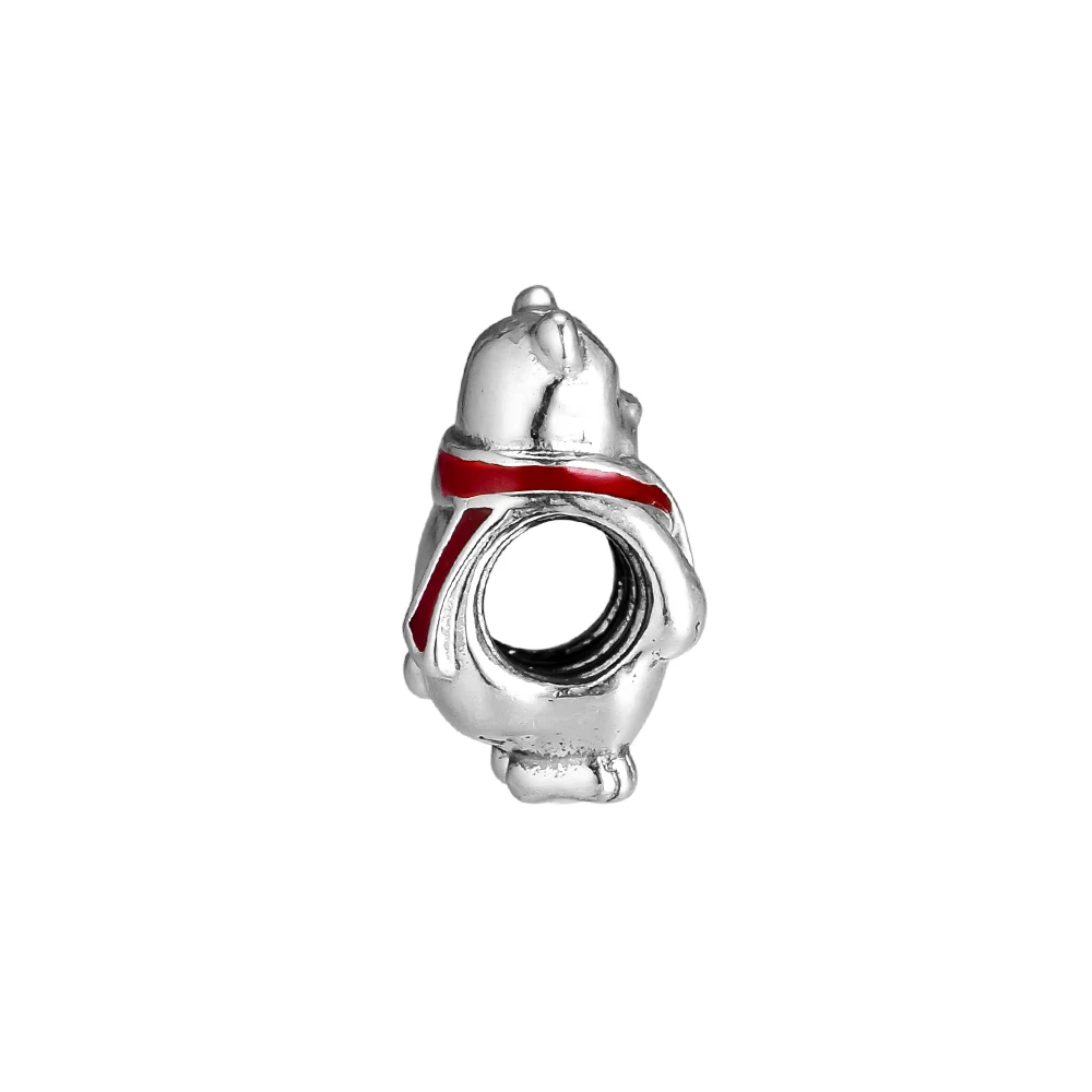 

Fits For Pandora Charms Bracelets Christmas Polar Bear Beads with Red Enamel 100% 925 Sterling-Silver-Jewelry Free Shipping