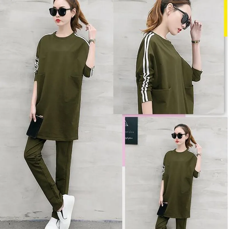 Для женщин костюмы Новинка 2017 года осень Большие размеры шею Топы + брюки