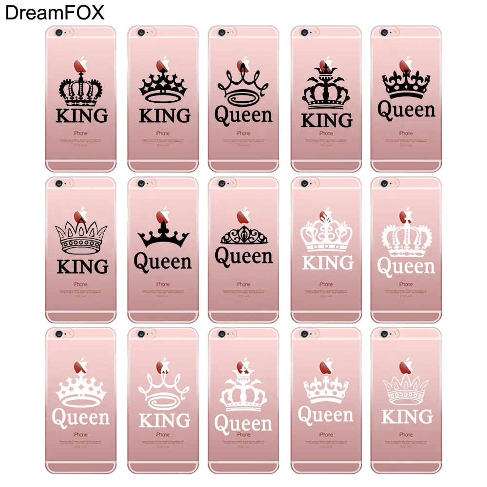DREAMFOX N093 King queen Корона Мягкий ТПУ силиконовый чехол для Apple iPhone XR XS Max 8X7 6 S плюс 5 5S SE 5C