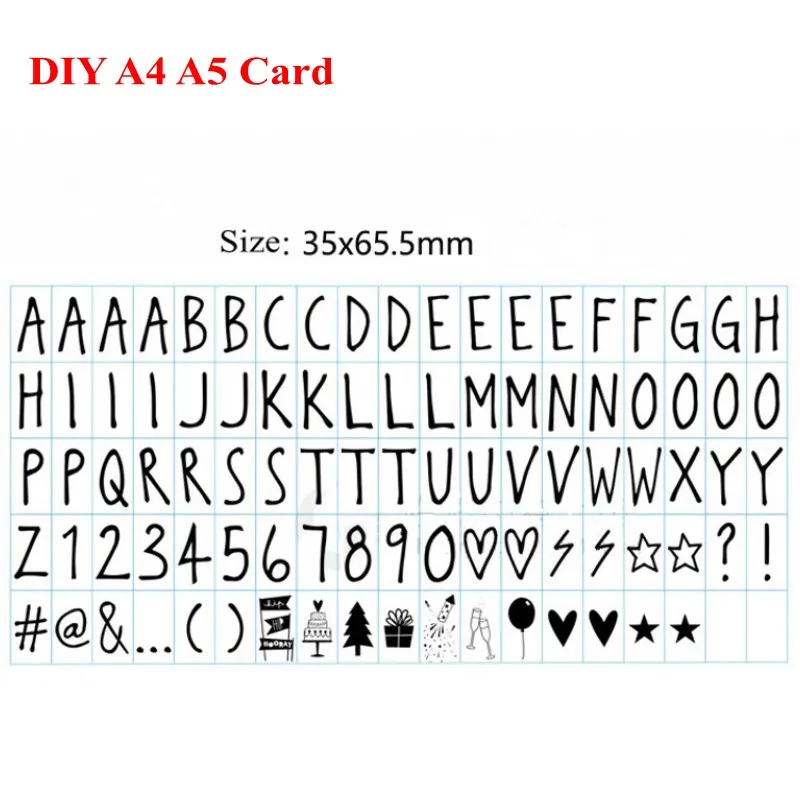 DIY буквы карты А4/А5 светлая коробка черный и цвет символов номера бесплатная