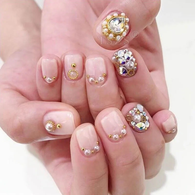 10pcs/lot Korean Design Popular Nail Art Decoration Water Drop with Rim Pearl Rhinestones Crystal DIY | Красота и здоровье