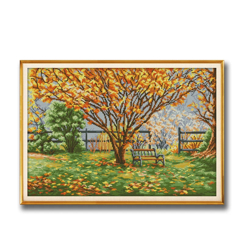 Fallen leaves scenery decor painting 14CT 11CT counted cross stitch kits embroidery set Needlework Set Home | Дом и сад