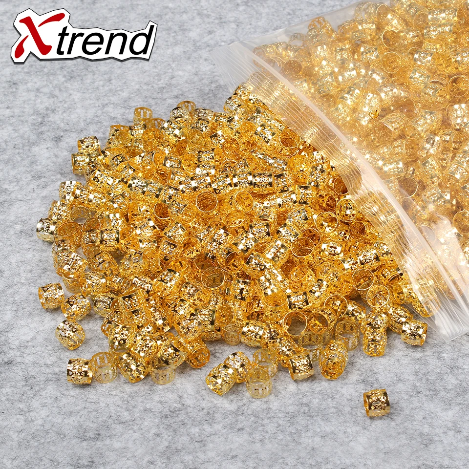 Xtrend 200 шт/партия красивые яркие цвета бусины для дредов регулируемые алюминиевые металлические кольца для волос для плетения кольца для дредов 9 цветов