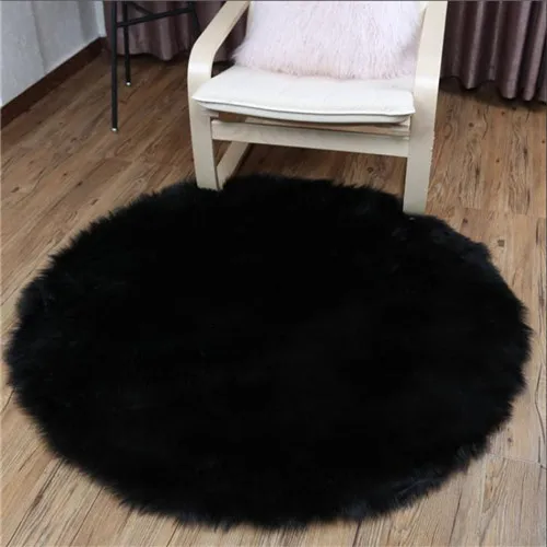 black 1 шт. Имитация шерсти ковер подушка для стула коврик для спальни искусственная шерсть теплый Пушистый Ковер сиденье меховые коврики Подушка для офисного дивана - Цвет: black