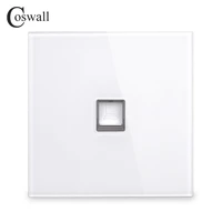 coswall crystal tempered full glass panel cat5e 8 core rj45 internet jack wall data socket computer outlet r11 serie