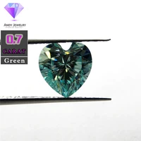 66mm 0 7 carat green color moissanite heart brilliant cut sic material similar to diamond