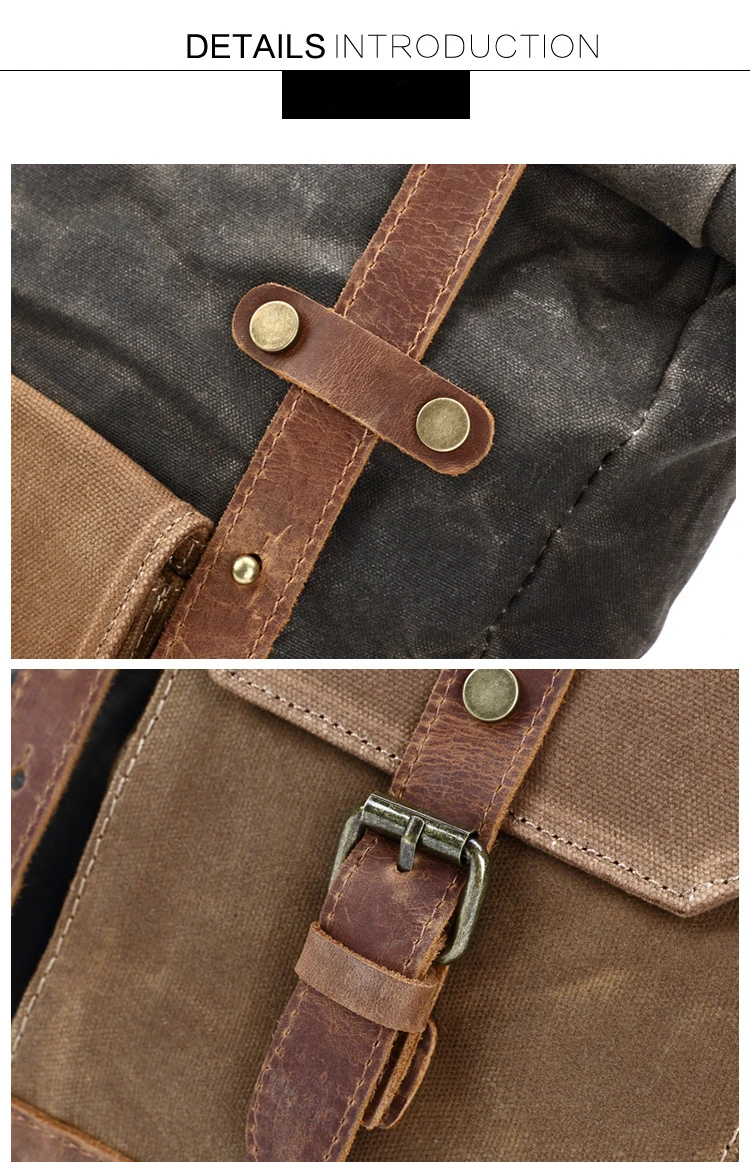 Горячий винтажный масляный вощеный холст кожаный рюкзак большой емкости подростковый Путешествия непромокаемые Daypacks 15 дюймов ноутбуки рюкзак