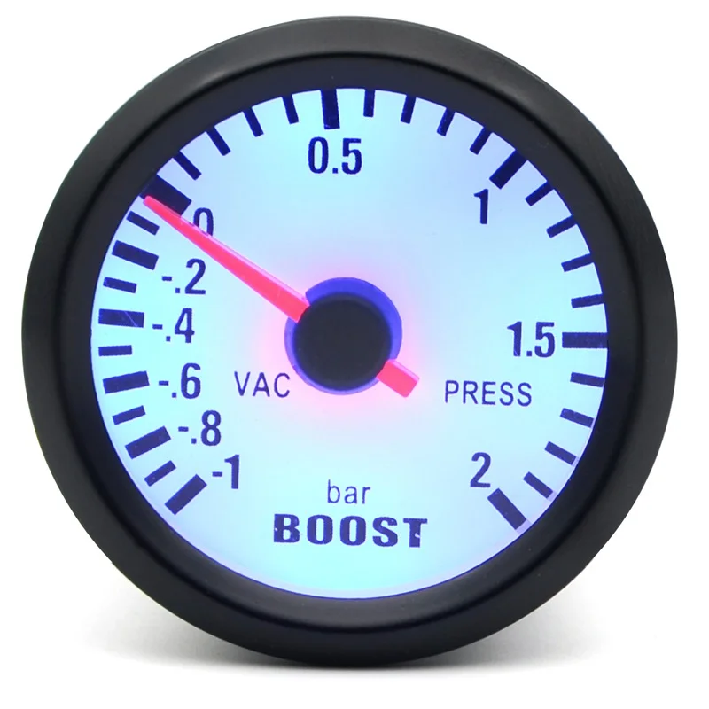 

2 дюймовый 52 мм механический турбоусилитель-1 ~ 2 бар/ -30 ~ 30 PSI вакуумный пресс-метр аналоговый черный чехол светодиодный