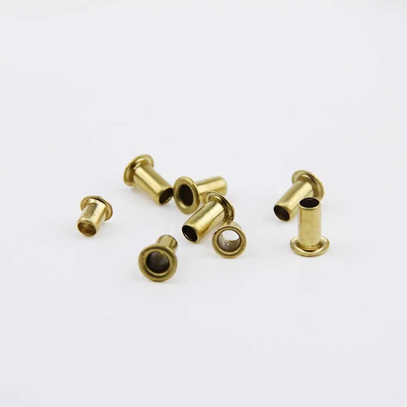50 шт. M6 латунные полые заклёпки с двойным отверстием одной трубкой плоская