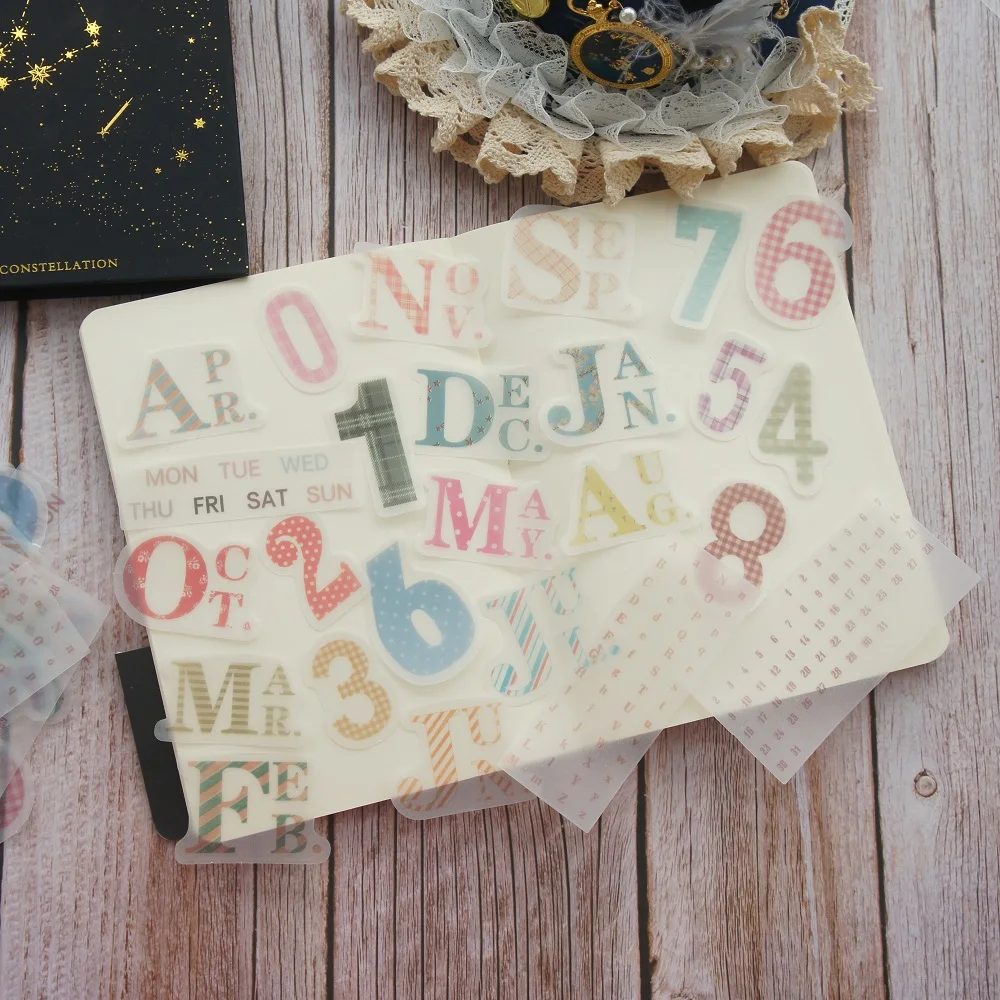 

40pcs Washi Paper Made Colorful Number Day Mouth Style Paper Sticker Scrapbooking DIY Gift Packing Label Decoration Tag