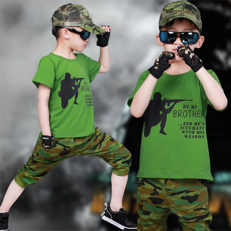 2019 комплект детской одежды летняя камуфляжная одежда для мальчиков хлопковые