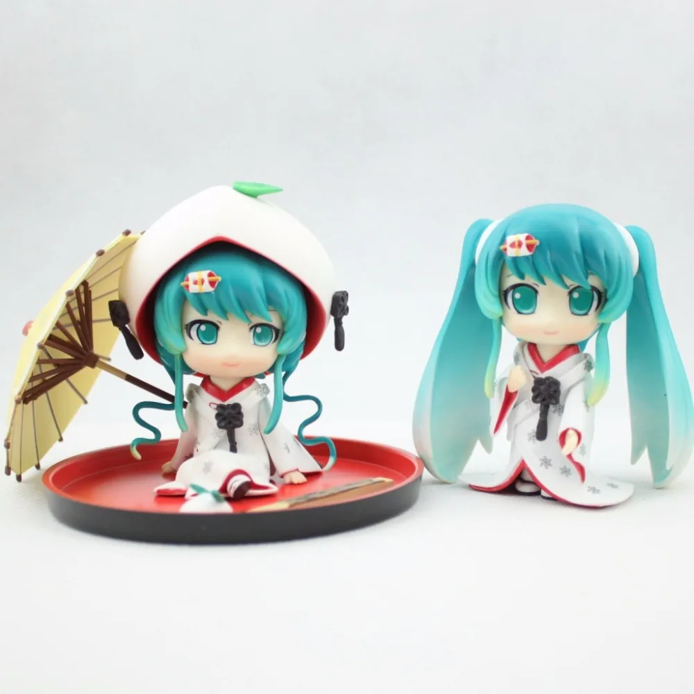 Аниме Рисунок 10 см 4 шт./компл. Hatsune Miku Снежная Мику клубника белое кимоно Ver. ПВХ