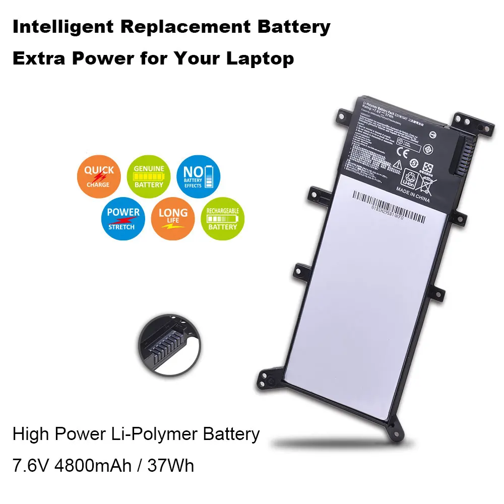 4800mAh 7 6 V 37Wh C21N1347 Аккумулятор для ноутбука ASUS X555 X555L X555LD F555UA F555UB Y583LD F555UJ F555UF K555L