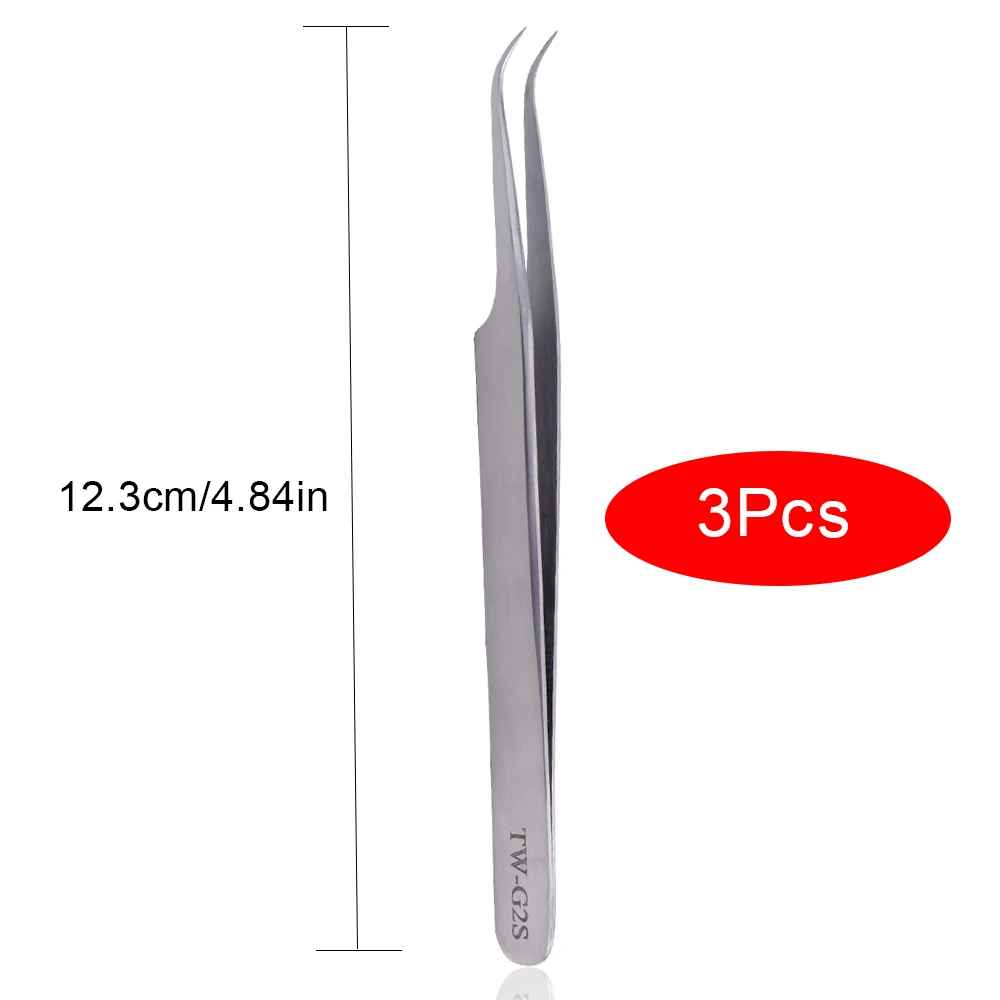 3pcs TW-G2S 3D-6D нержавеющая сталь ресницы для наращивания ресниц Пинцет для ресниц объем Немагнитный профессиональный набор инструментов для макияжа - Цвет: 3pcs TW-G2S