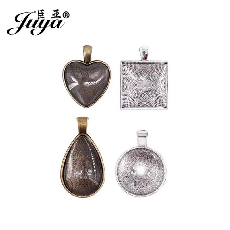 4pcs Wholesale JUYA, 4 шт./лот, 25 мм, внутренний размер, 4 стильные ожерелья, подвеска, установка, кабошон, соответствующие стеклянные украшения, сделай сам, принадлежности для изготовления, аксессуары - Цвет: 4pcs Wholesale