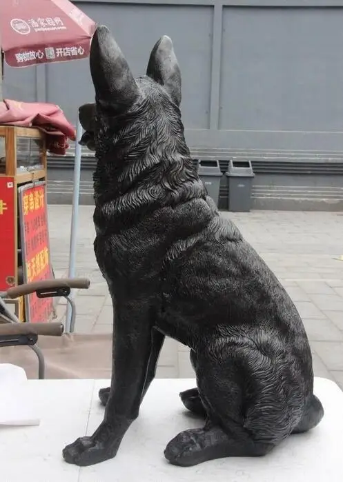 32 &quotклассический Медь резные животных собака статуя волка арт Скульптура|sculpture