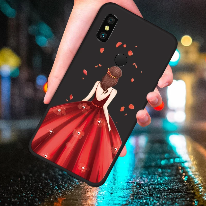 Luxury Silicone Case For Xiaomi Redmi Note 6 Pro 3D Relief Beautiful Dress Cover 5 A2 Lite Coque |
