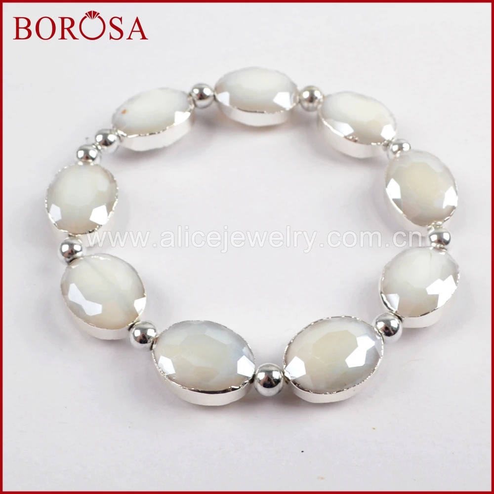 BOROSA 5/10 шт. 6 5 дюймов овальные многообразные Камни посеребренные браслеты
