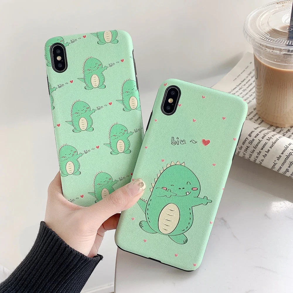 Чехол Eat Orange с рисунком динозавра для iPhone XR XS MAX X милый противоударный тонкий