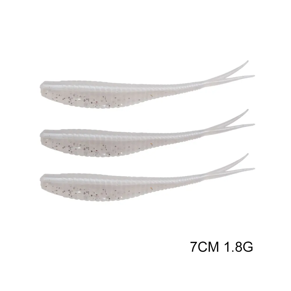 White Hexakill 3 шт./лот 10 шт./лот 7 см 1,8g Мягкая приманка черви искусственные рыболовные приманки воблер для ловли карпа рыболовные снасти Шад силикона - Цвет: White