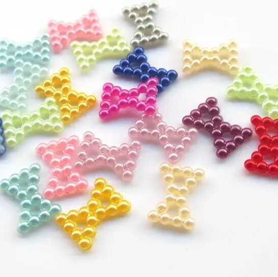 

50/200pcs/pack 8*13mm Hollow bows Pearl Shape Beads Flatback For Scrapbook Wedding Decoration DIY Craft