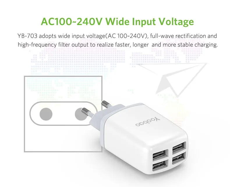 Yoobao 703 4 порта USB зарядное устройство адаптер 3.4A зарядное устройство для путешествий многопортовый концентратор зарядное устройство для мобильного телефона для IPhone samsung Xiaomi redmi