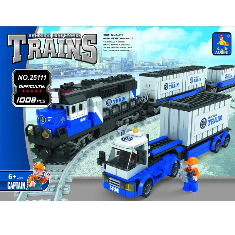 

25111 1008pcs Train Railway engine Constructor Model Kit Blocks Compatible LEGO Bricks Toys for Boys Girls Children Modeling
