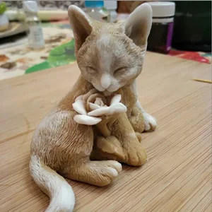 3d цветок милый кот ручной работы Мыло Свеча для украшения торта силиконовые формы DIY форма кошки