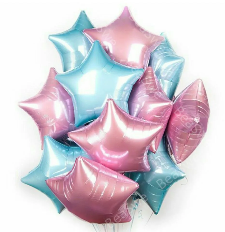 mixed L blue pink 10 шт. Baby Shower 18 дюймов белого и синего цвета розовый звезда гелиевая фольга шары свадебный душ Вечеринка дня рождения событие поставки Декор подарок - Цвет: mixed L blue pink