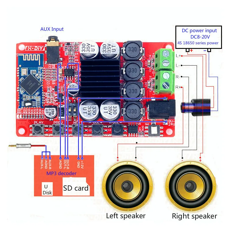 AIYIMA TDA7492 Плата усилителя Bluetooth 2x50 Вт двухканальный CSR8635 4 0 аудио приемник Цифровые