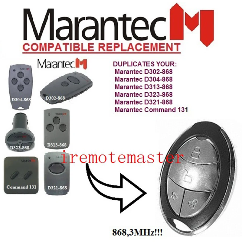 Пульт управления замены MARANTEC Command 131 D302 D304 D313 D323 D321 868MHZ, 2 шт., бесплатная доставка.