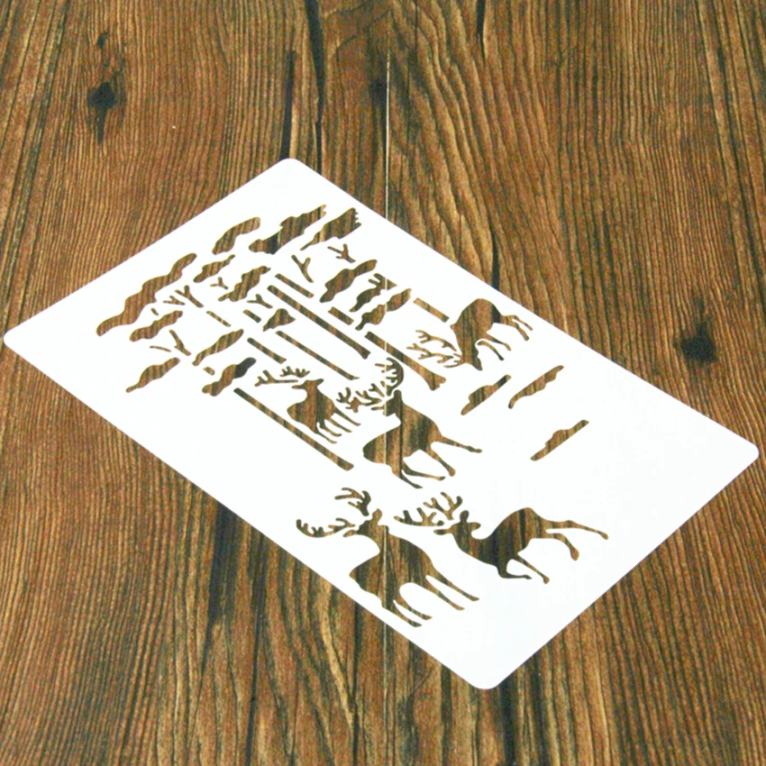 Лес Рождество олень декоративные печенье трафарет площадку для Кофе украшения