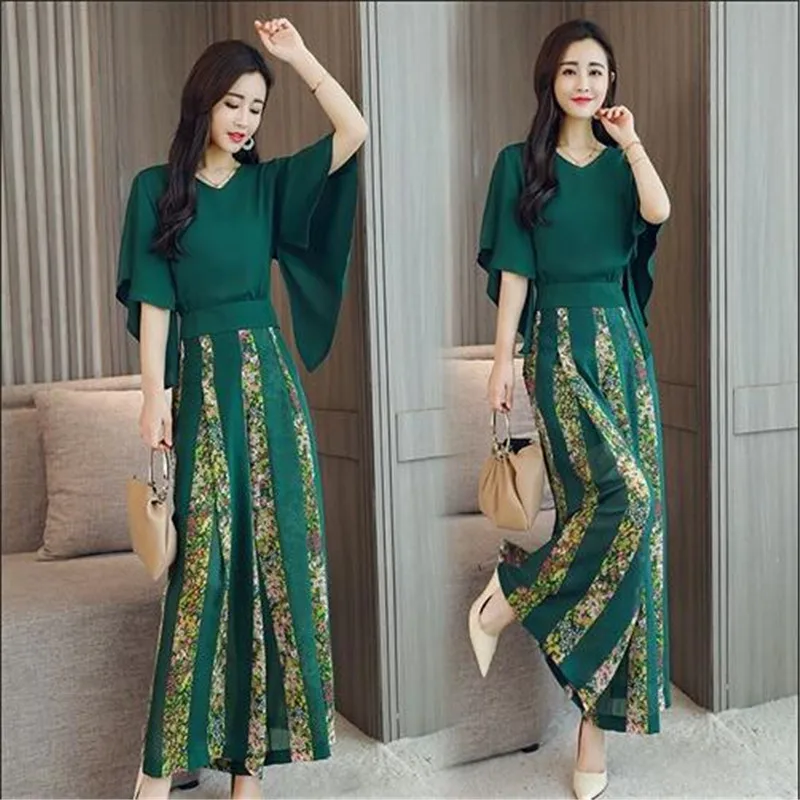 Летняя одежда элегантные женские костюмы 2018 новые женский комплект 2 шт. печати