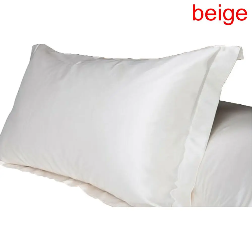 Beige 1 шт. Мягкий Гладкий прямоугольник 50*70 см queen Стандартный искусственный шелк, атлас Подушка Чехол разноцветный постельные принадлежности, подушка с эффектом чехол - Цвет: Beige