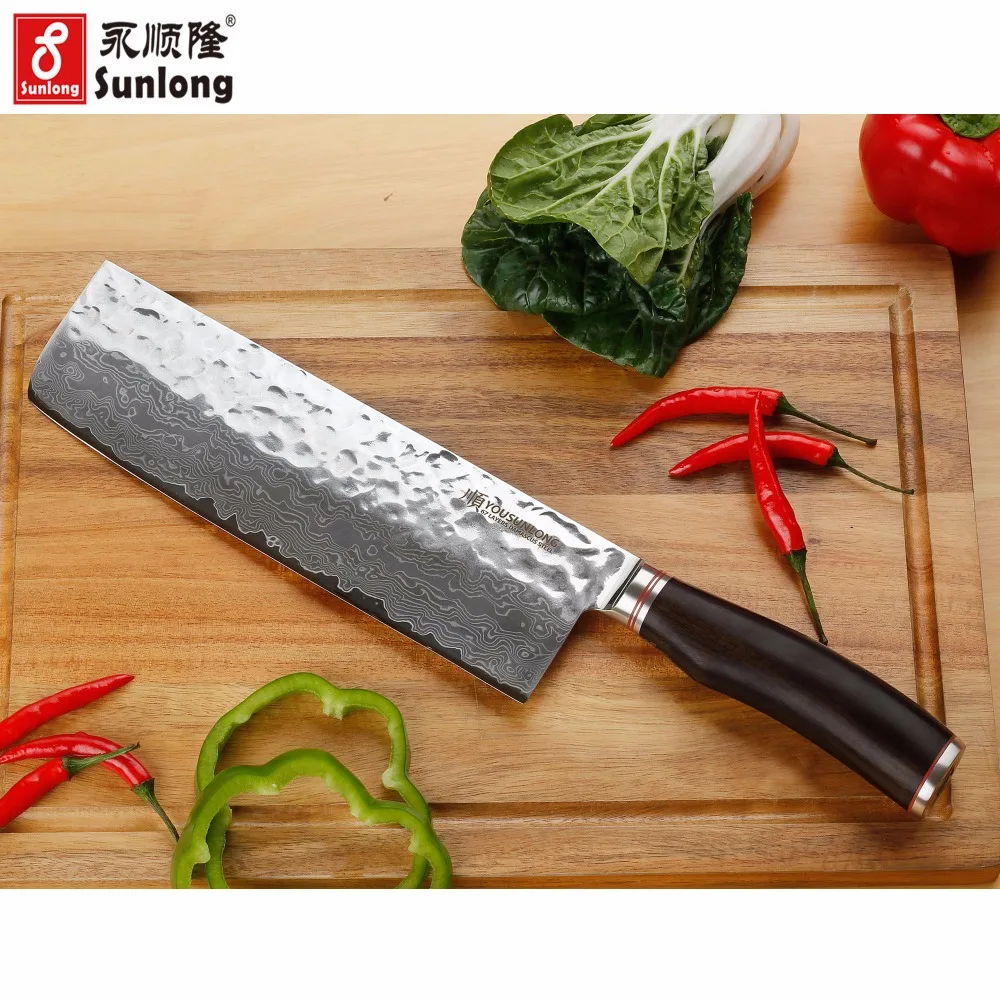 YOUSUNLONG 9 дюймов кованый нож повара Nakiri японский VG10 стальной 67 слой дамасский