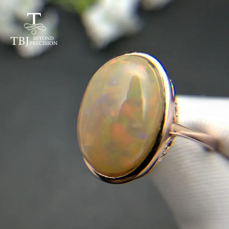 TBJ, простой, натуральный желтый цвет 7.4ct кольцо с большим опалом 925 стерлингового серебра ювелирные украшения для женщин, хорошее ювелирное изделие, хороший подарок для жены