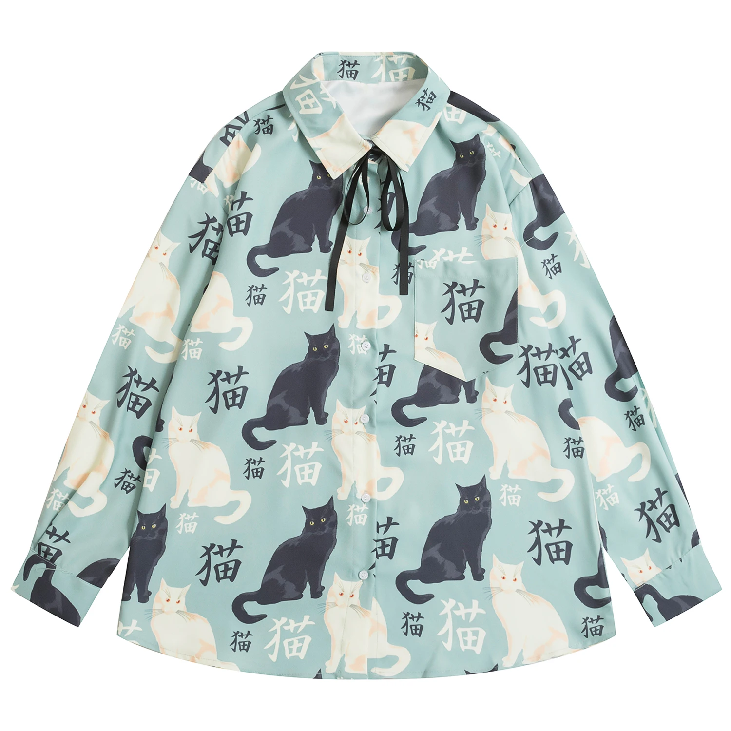 Женская шифоновая блузка с длинным рукавом отложным воротником и бантом|Блузки| |